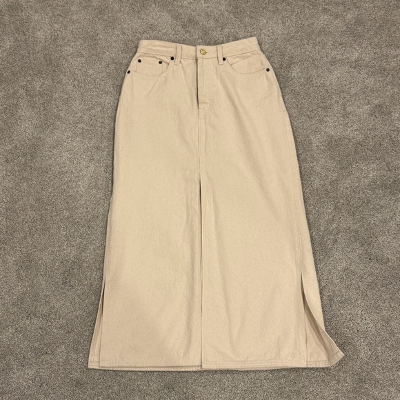 Still Here Panama Jean Denim Midi Skirt in Cream size 27 EUC - Picture 6 of 16